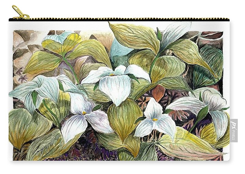 Flower Zip Pouch featuring the painting Lillies by Darren Cannell