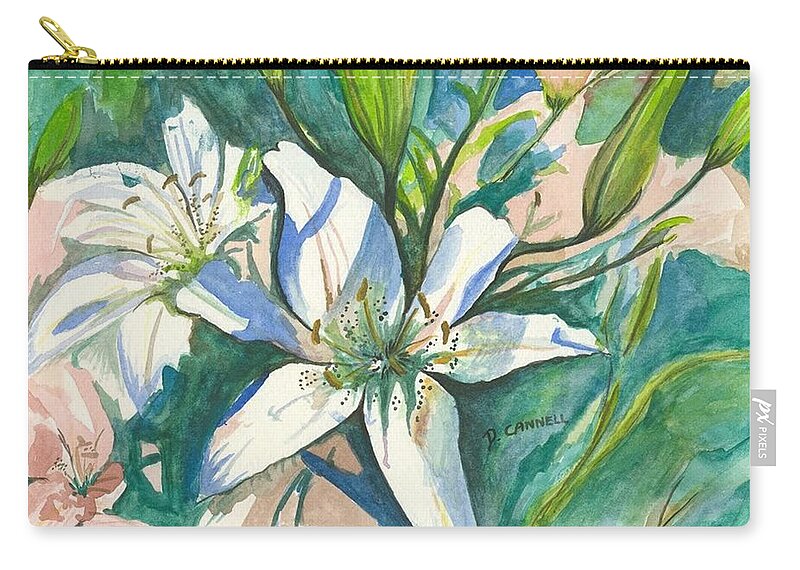 Two Zip Pouch featuring the painting Lillies two by Darren Cannell