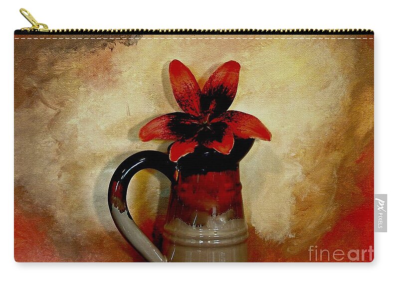 Photo Zip Pouch featuring the mixed media Lily Lovely by Marsha Heiken
