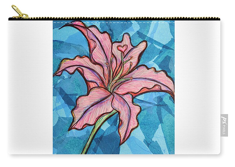 Lily Zip Pouch featuring the mixed media Lily by Rebecca Weeks