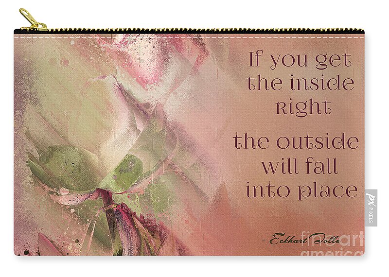 Quote Zip Pouch featuring the digital art Lily Text - et01b by Variance Collections