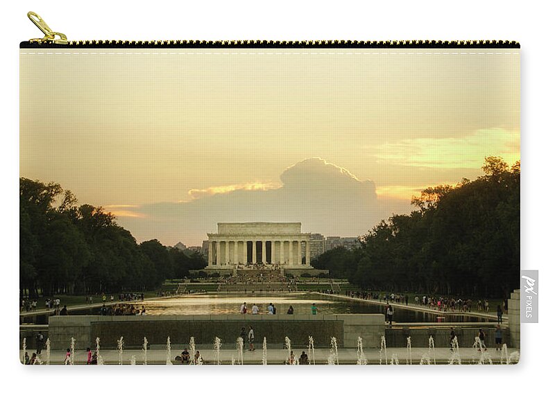 Sunset Zip Pouch featuring the photograph Lincoln Memorial Sunset by Greg and Chrystal Mimbs