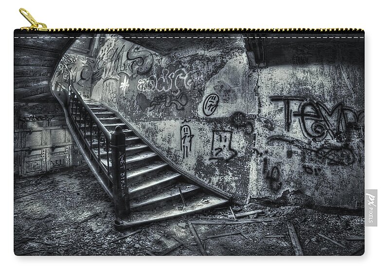 Abandoned Zip Pouch featuring the photograph Line Of Descent by Evelina Kremsdorf
