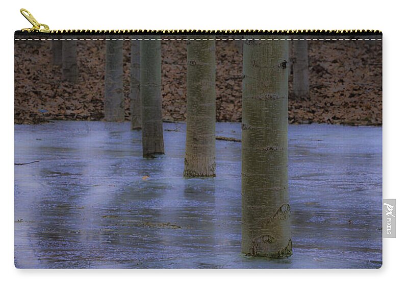 Oregon Zip Pouch featuring the photograph Line of Trees in Ice by Jean Noren