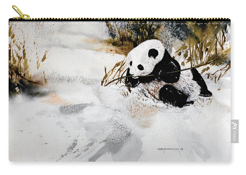 Panda Zip Pouch featuring the painting Ling Ling by Dale Cooper