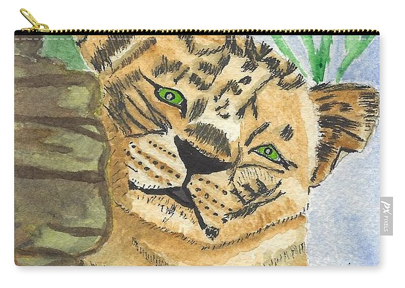 Lion Zip Pouch featuring the painting Linus by Ali Baucom