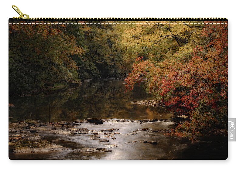 Stream Zip Pouch featuring the photograph Linville River Autumn by C Renee Martin