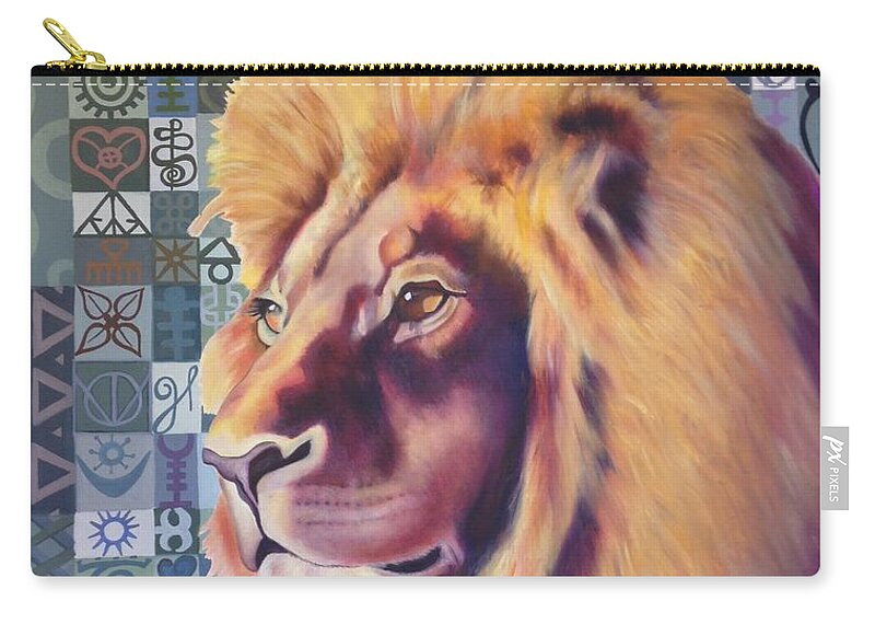 Lion Zip Pouch featuring the painting Lion Pride by Carrie Niederberger
