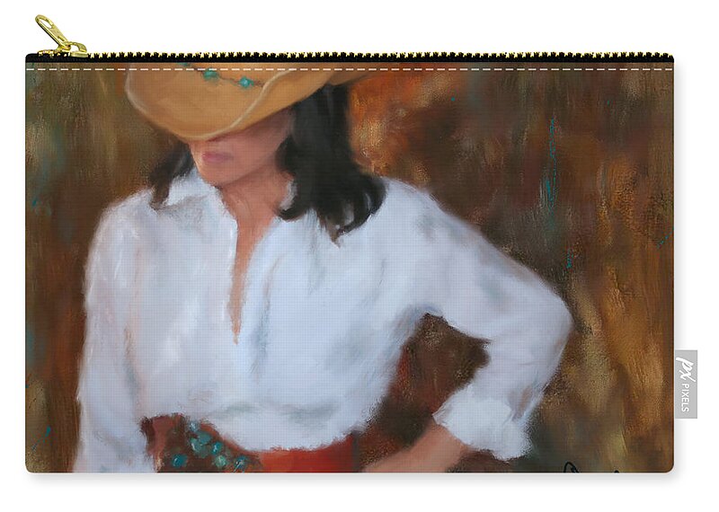 Cowgirl Carry-all Pouch featuring the painting Liquid Turquoise by Colleen Taylor