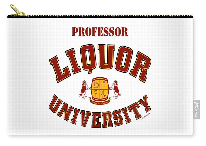 Liquor U Zip Pouch featuring the digital art Liquor University Professor by DB Artist