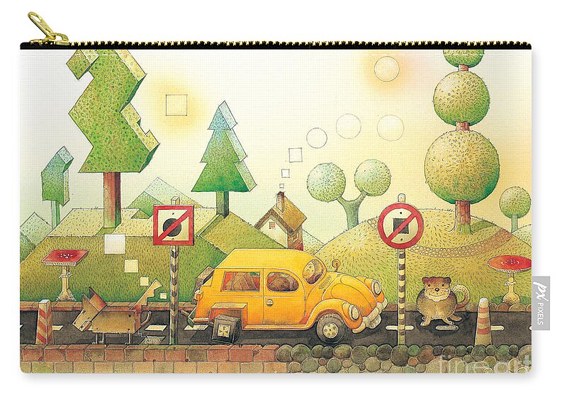 Car Zip Pouch featuring the painting Lisas Journey02 by Kestutis Kasparavicius