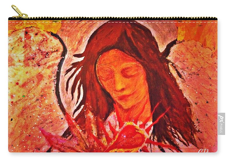Heart Zip Pouch featuring the painting Listen to your heart by Christine Paris