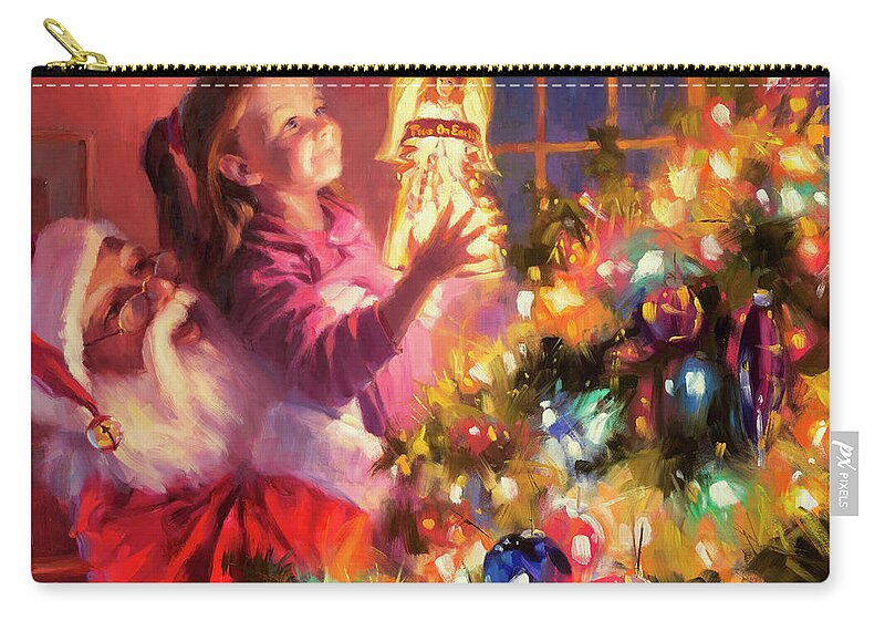 Christmas Zip Pouch featuring the painting Little Angel Bright by Steve Henderson