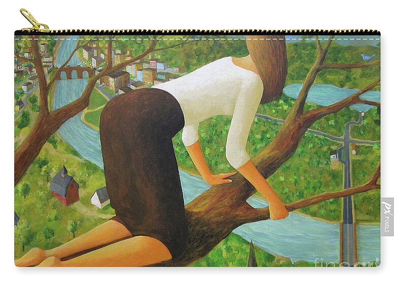 Tree Zip Pouch featuring the painting Little Bird by Glenn Quist