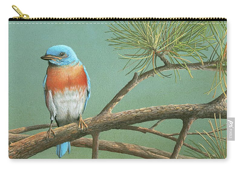 Blue Bird Zip Pouch featuring the painting Little Boy Blue by Mike Brown
