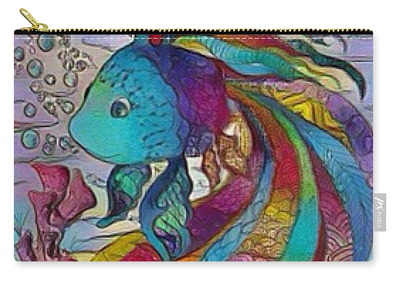 Fish Zip Pouch featuring the digital art Little fish 3 by Megan Walsh