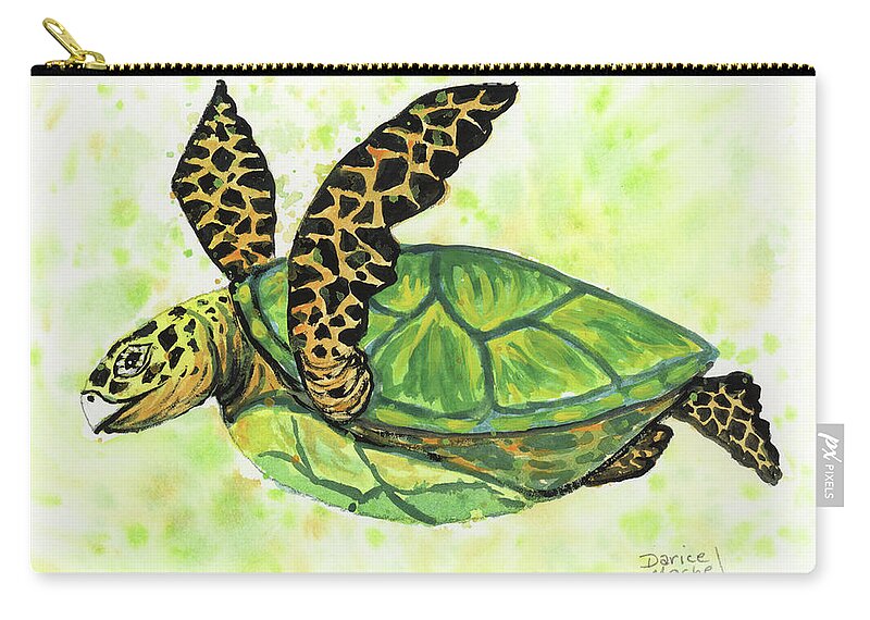 Animal Zip Pouch featuring the painting Little Honu by Darice Machel McGuire