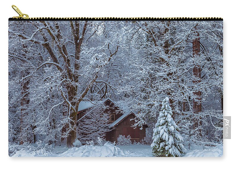 Landscape Zip Pouch featuring the photograph Little House In The Forest by Jonathan Nguyen