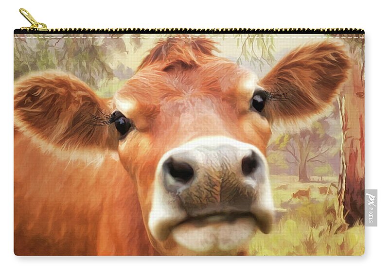 Cow Zip Pouch featuring the digital art Little Jersey by Trudi Simmonds