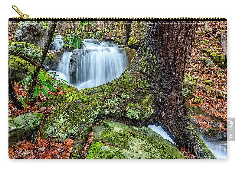 Little Laurel Branch Zip Pouch featuring the photograph Little Laurel Branch Waterfall by Thomas R Fletcher