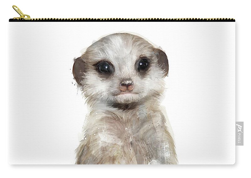 Meerkat Zip Pouch featuring the painting Little Meerkat by Amy Hamilton
