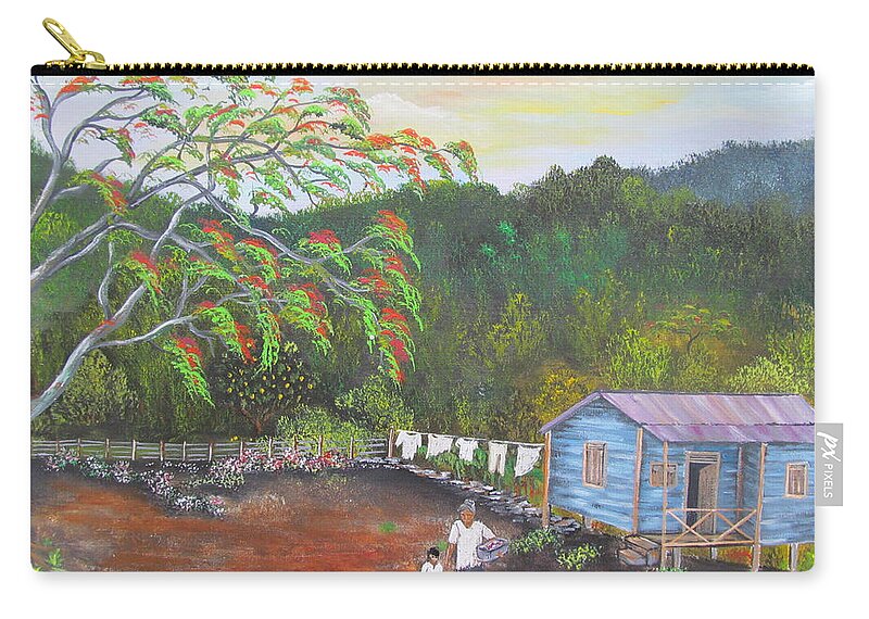 Flamboyant Zip Pouch featuring the painting Little Paradise by Gloria E Barreto-Rodriguez