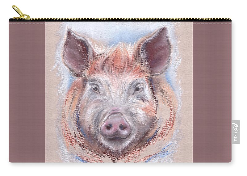 Farm Animal Zip Pouch featuring the pastel Little Pig by MM Anderson