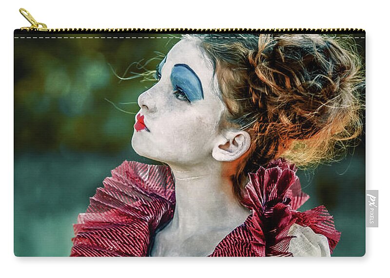 Art Zip Pouch featuring the photograph Little princess of hearts Alice in Wonderland by Dimitar Hristov