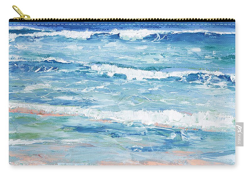 Ocean Zip Pouch featuring the painting Little Riptides by Trina Teele