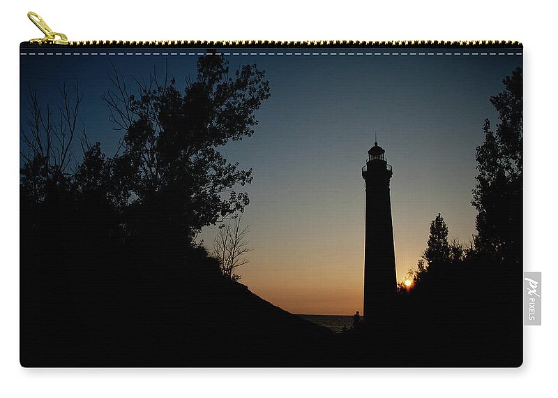 Little Sable Point Lighthouse Carry-all Pouch featuring the photograph Little Sable Point Lighthouse at Sunset by Rich S