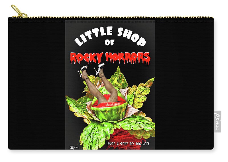 Little Shop Of Horrors Zip Pouch featuring the digital art Little Shop of Rocky Horrors Mashup by John Haldane