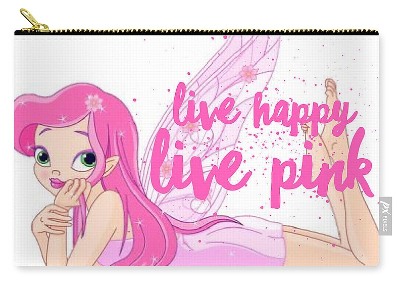 Zip Pouch featuring the digital art Live Happy Test by The Pink Princess