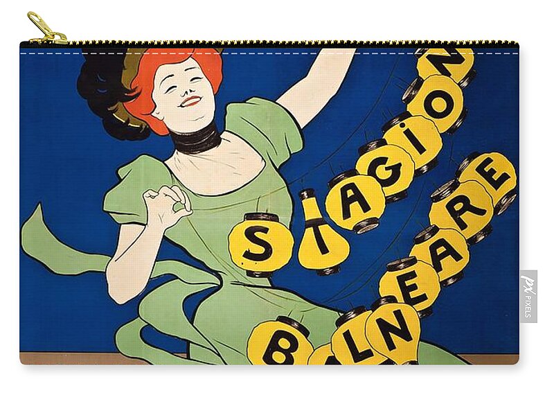 Poster Zip Pouch featuring the painting Livorno stagione balneare poster 1901 by Vincent Monozlay