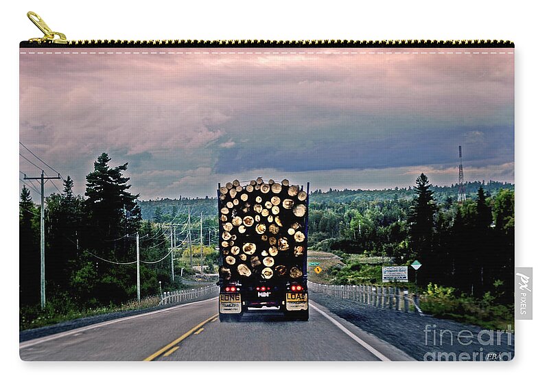 Logs Zip Pouch featuring the photograph Load of Logs by Elaine Berger