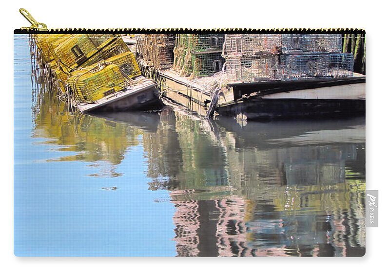 Water Reflection Zip Pouch featuring the photograph Lobster Traps by Elizabeth Dow