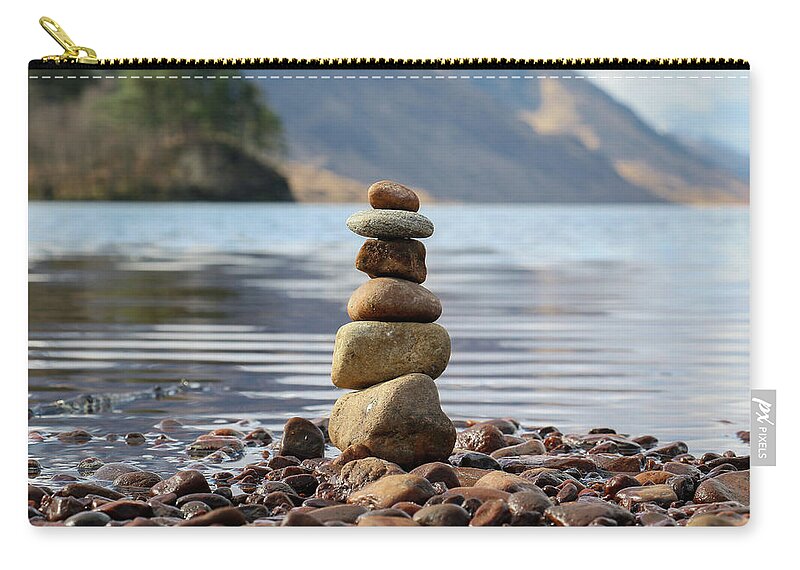 Stones Carry-all Pouch featuring the photograph Loch Shiel Stacked Stones by Holly Ross
