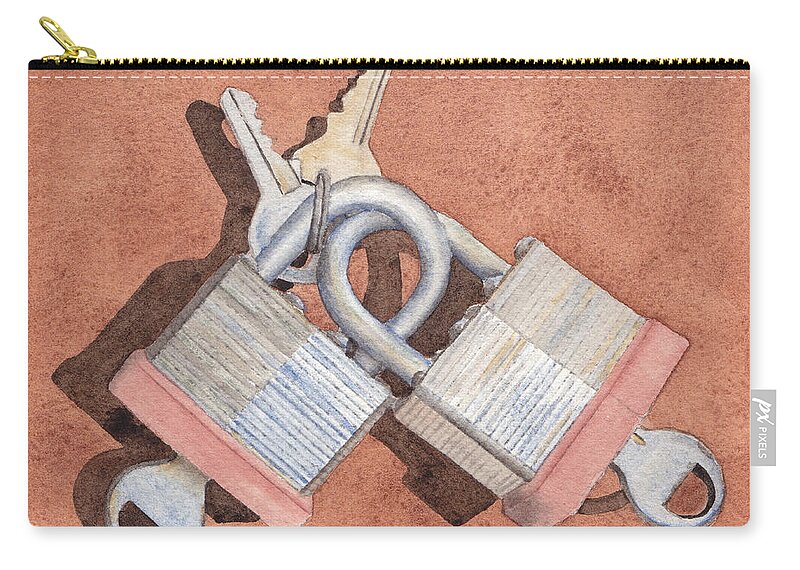 Lock Zip Pouch featuring the painting Locked in an Embrace by Ken Powers