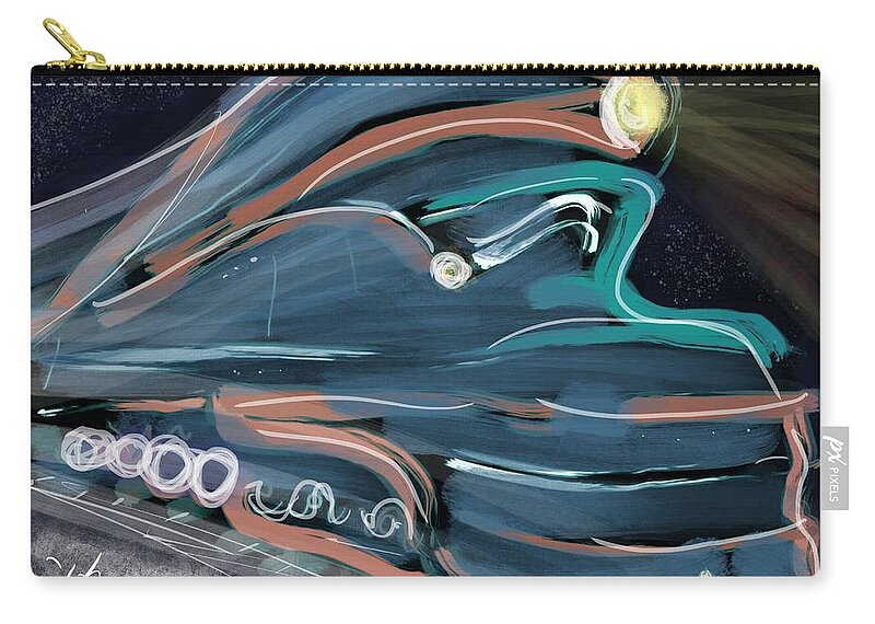 Train Zip Pouch featuring the mixed media Locomotion by Jason Nicholas