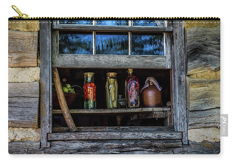Window Zip Pouch featuring the photograph Log Cabin Window by Paul Freidlund