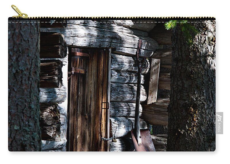 Architecture Zip Pouch featuring the photograph Log house in a forest by Ulrich Kunst And Bettina Scheidulin