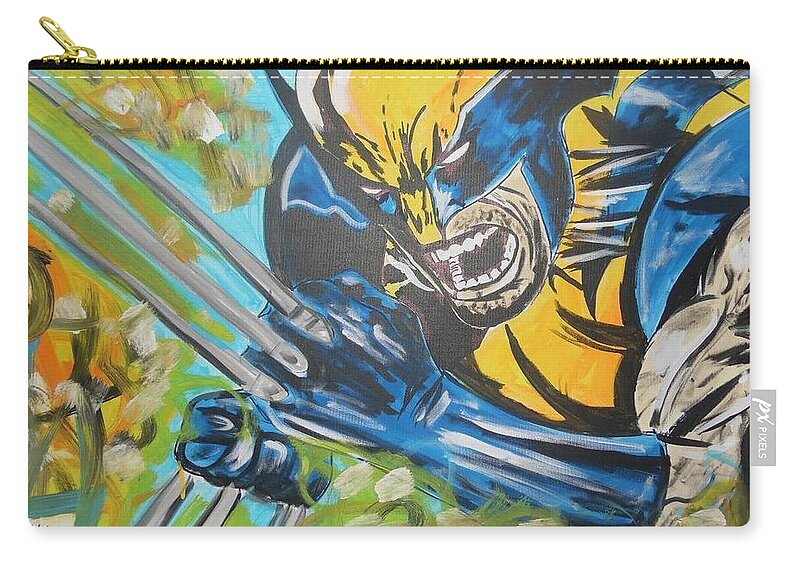Wolverine Zip Pouch featuring the painting Logan Time by Antonio Moore