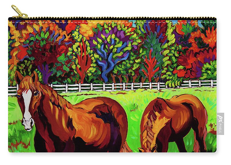 Horses Zip Pouch featuring the painting Lola and Xena by Cathy Carey
