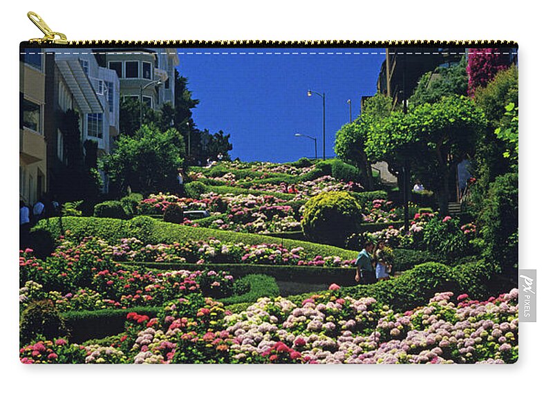 San Francisco Zip Pouch featuring the photograph Lombard Street by Jim Corwin