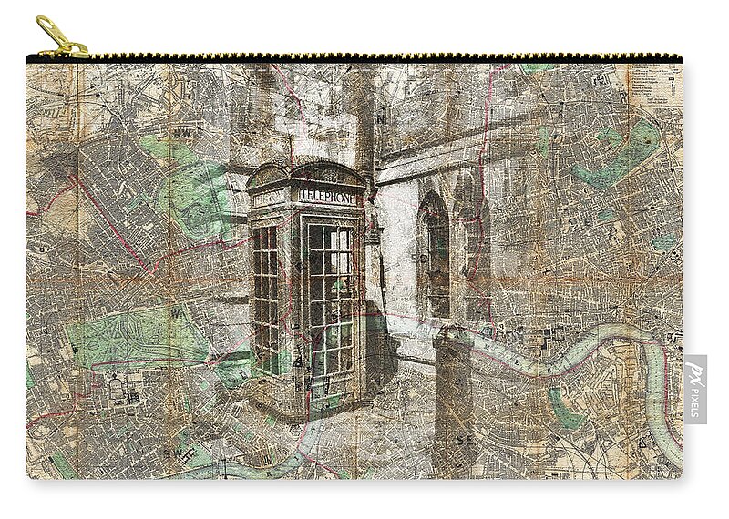 London Telephone Zip Pouch featuring the photograph London Called by Sharon Popek