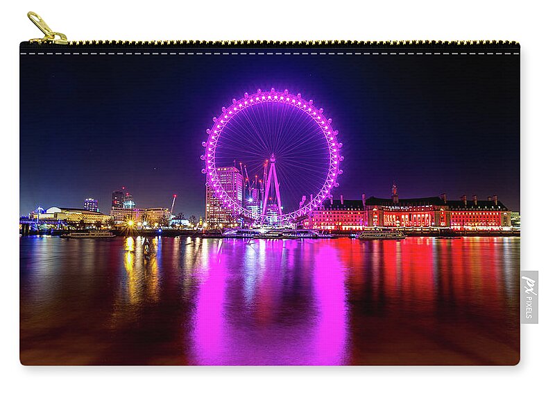 Cityscape Carry-all Pouch featuring the photograph London Eye with Love by Andrew Lalchan