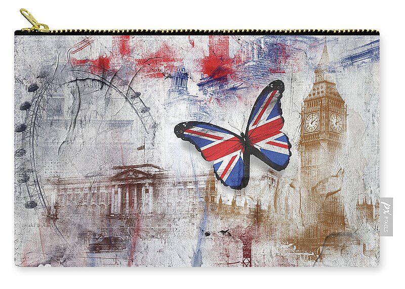 London Zip Pouch featuring the digital art London Iconic by Nicky Jameson