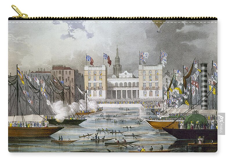 1833 Zip Pouch featuring the photograph London: Market, 1833 by Granger