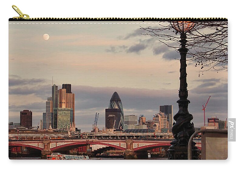 London Skyline Zip Pouch featuring the photograph London skyline from the South Bank by Jasna Buncic