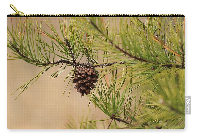 Pine Cone Zip Pouch featuring the photograph Lone Pine Cone by Karen Ruhl