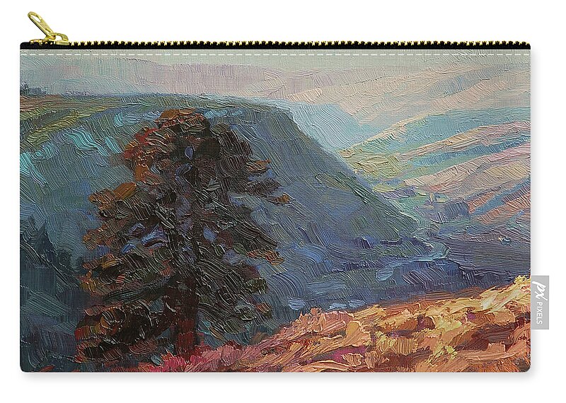 Landscape Zip Pouch featuring the painting Lone Pine by Steve Henderson